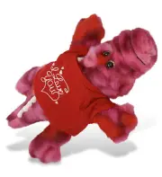 DolliBu I Love You Valentine Plush Pink Tie-Dye Alligator with Red Shirt 9 Inch