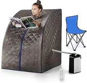 OGLPortable Steam Sauna Tent Therapeutic Home Indoor Full Body Skin Spa Kit with Steam Pot, Portable Chair & Remote Control