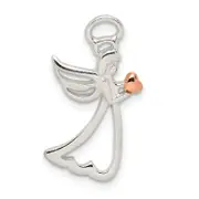Sterling Silver & Rose Tone Polished Angel Pendant