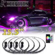 4 PCS Car 15.5'' RGB LED Wheel Ring Rim Lights Kit APP Bluetooth for Nissan GT-R