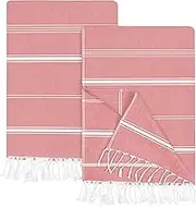 Utopia Towels Pack of 2 Hammam Towel, Beach Towel, Large, 100 x 180 cm, Sauna Towel, Made of 100% Cotton, Absorbent and Lightweight Turkish Beach Towels and Pool Towels (Red)