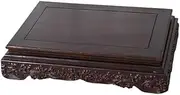 Indoor Carving Wave Bonsai Pedestal Ebony Rectangular Base Decor Plant Stand Holder(Large)