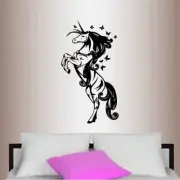 Vinyl Decal Magic Unicorn with Butterflies Kids Nursery Room Wall Sticker 205