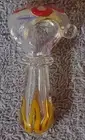 Mini Glass Pipe with Red & Yellow Flower, UV Purple Clouding, Unique UV Design