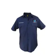 Cronulla Sharks NRL Button up Work Shirt Short Sleeve Navy