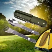 Travel Kit Army Green Folding Camping Cutlery Fork Spoon Tableware Portable