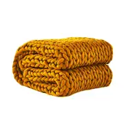 Dreamz Knitted Weighted Blanket Chunky Bulky Knit Throw Blanket 3KG Yellow