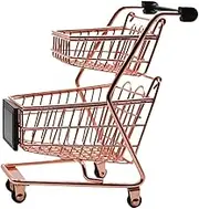 CIYODO Mini Shopping Cart Elegant Metal Trolley Decor for Desktop for Organizing Items Like Candies and Business Cards for Home Office Decoration
