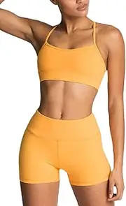 [IMEKIS] Women's Yoga Outfit Seamless Workout Set High Waist Exercise Shorts Pants with Sport Crop Top Bra 2PCS Gym Tracksuits
