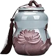 Chinese Tea Caddy,Ceramic jar, Gourd Shaped Ceramic Tea Can Household Sealed Ceramic Can Loose Tea Storage Tea Storage Container Tins Jar for Tea, Dried Fruits, Medicinal Herbs and Grains Loose Tea