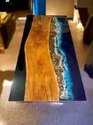 Live Edge Epoxy Resin Coffee Table – Modern Wood & Resin Table, Handmade Decor