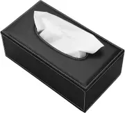 Leather Tissue Box, Black Rectangle Tissue Paper Holder Box Cover Napkin Organizer Holder Home Kitchen Storage Room Office Car Decoration