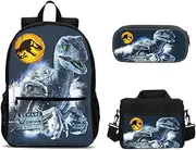 [AMYATLIY] 3Pcs Dinosaur Backpack with Lunch Box Shcool bag Bookbag for Kids Boys Fans Gifts