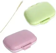 2Pcs Travel Pill Case,Personal Pill Organizers,8 Compartments Portable Pill Organizer,Small Pill Container for Daily Vitamins,Cod Liver Oil, Supplements and Medication(Color is not fixed)