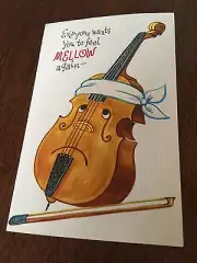 Vintage Get Well Card "Everyone wants you to feel Mellow again--" White Glit NOS