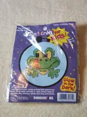 Dimensions Frog Stamped Cross Stitch Kit Kids Learn a Craft Glow in Dark #72531
