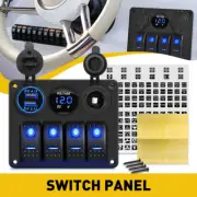 4 Blue Gang Rocker LED Switch Circuit Panel Breaker Waterproof Car Marine Boat (for: Fiat)