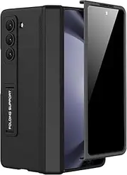 [ELEPIK] Armor Series Case for Z Fold 6 with Kickstand, [Built-in Privacy Screen Protector] [Hinge Protection], [Full Body Protection] [PU Leather] Phone Case for Samsung Galaxy Z Fold 6 5G, Black
