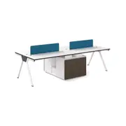Modern Furniture WILLS 4 People Back to Back Workstation - Coffee & White