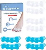 Toe Separators, Eosxrp 4 Pairs Soft Gel Toe Spacers to Correct Bunions, Toe Stretcher for Therapeutic Relief from Plantar Fasciitis, Hammer Toes, Claw Toes, Foot Pain for Women & Men (Blue/White)