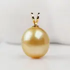 Big 13.4mm Golden South Sea Pearl Pendant 18K Solid Yellow Gold Bail