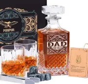 Gifts for Men Dad Father's Day, Husband Whiskey Decanter Set with 2 Glasses