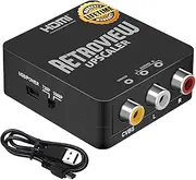 Audio Express RETROVIEW Video Upscaler, AV to HDMI Converter, RCA to HDMI, 720P/1080P for TV, PS2, PS3, Xbox, NES, SNES, SEGA, VHS, VCR, DVD, Blu-Ray, easily connect vintage devices to modern displays