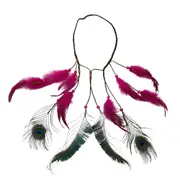 Pink Peacock Feather Headband/Necklace Hair Adjustable Accessory Hippie Tribal