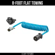 CURT 8 ft Flat Towing 7 Way RV Blade to 6 Way Round Dinghy Vehicle Adapter 57283