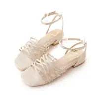 在飛比找momo購物網優惠-【amai】方頭細帶交叉編織涼鞋 羅馬涼鞋 低跟涼鞋 繞帶涼