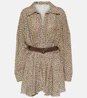 [Norma Kamali] Norma Kamali Leopard-print georgette shirt dress AU 10 multicoloured