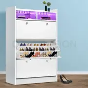 Wooden Shoe Storage Cabinet Rack Organiser Holder Shelf Stand 45 Pairs with RGB