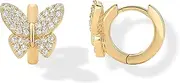 PAVOI 14K Gold Plated Sterling Silver Posts Small Huggie Hoop Earrings for Women - Trendy Celestial North Star, Butterfly, Heart Hoop Earrings - Cubic Zirconia Cute Gold Motif Jewelry