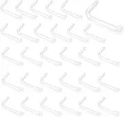 [Tucnoeu] Pack of 30 Nose Studs, L Shape Nose Piercing Plugs, Invisible Retainers Made of Clear Acrylic for School and Work, S, Acrylic, No Gemstone