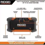 NEW Rigid 18V Hybrid Jobsite Radio with Bluetooth Technology (Tool Only)