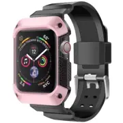For Apple Watch 5 40mm Pink Rugged Armour Silicone Band Strap w/ Bumper Cover