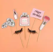 7pcs Make up cake topper makeup artist lipstick perfume eyelash cupcake toppers
