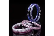 Solid 925 Sterling Silver Viva La Krystal Bangle (Blue)