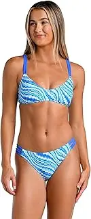 [Hobie] Women's Standard Over The Shoulder Scoop Bikini Swimsuit Top, Surf//Along for The Tide