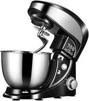 Food Processor, 500W 4L Electric Dough Mixer with Automatic Dual Shaft Tilting Head, Electric Whisk with Beater, Double Hooks, Splash Guard