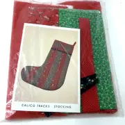 Christmas Stocking Kit Calico Quilting Patchwork 22 in Cotton Fabric 1980s Vtg