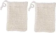 Minkissy 2 Pcs Natural Sisal Soap Bag Soap Net Delicate Wash Bag Shower Sponge Hangable Dry Clean Latex-free