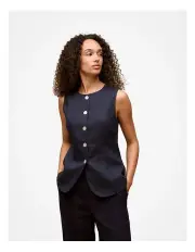[Trenery] Linen Button Through Vest in Night Sky