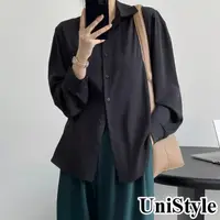 在飛比找momo購物網優惠-【UniStyle】純色長袖襯衫 韓版簡約基礎款上衣 女 W