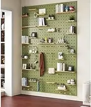 Wooden Pegboard Wall Organizer for Crafts and Ornaments Display Workshop Organisation Board with Holes (Green 60x80cm)