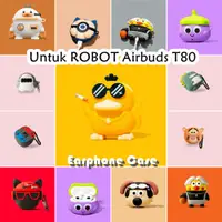 在飛比找蝦皮購物優惠-適用於 ROBOT Airbuds T80 手機殼時尚卡通茄