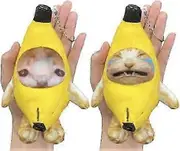 2-Pack Banana Cat Plush with Sounds, Crying Banana Cat Keychain, Funny Cat Plush Toy for Kids & Adults Gag Gift 7 Inch