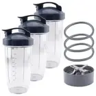 3 Pack 32 oz Cups with To-Go Lids, Extractor Blade and 3 Gaskets for NutriBullet