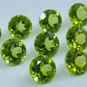 7mm Round Simulated August Birthstone Peridot Loose Stone 2 Pcs Lot For Earring