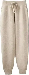 [Generic] Women's 100% Merino Wool Knit Trousers Solid Color Slim Elastic High Waist Bloomers Winter Thick Warm Leggings